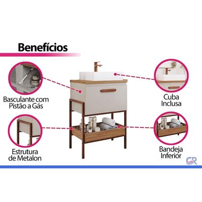 Conjunto Banheiro c/Espelho Porti/Monet 60cm Cappuccino MGM