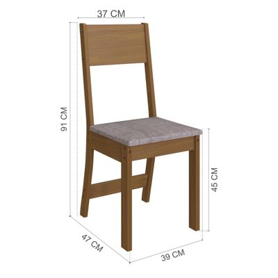 Mesa de Jantar Retangular Indekes Orquídea 4 Cadeiras Assento Estofado Freijo/Off White
