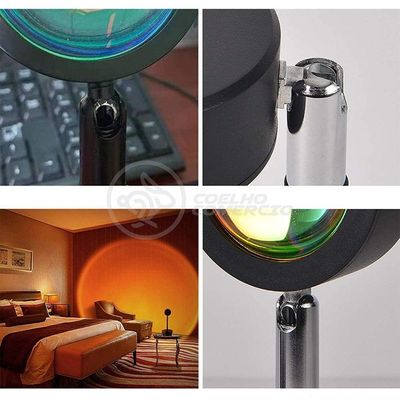 Luminária Projetor Smart Tech Mini Ring Light Sunset Pôr do Sol para Ambiente Decorativo USB 5V 5W