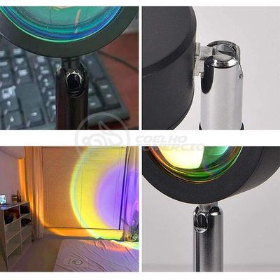 Luminária Projetor Mini Ring Light Sunset Projetor Sol com Efeito Pôr do Sol Amarelo Smart Tech