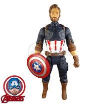 Boneco Action Figure Vingadores Capitão America 29cm com Fala e Personagem Azul Smart Bracelet