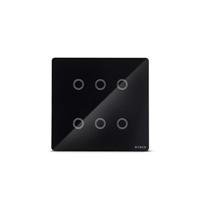 Interruptor Touch Wi-Fi Smarteck 6 Módulos com LED Azul Preto Steck Bivolt