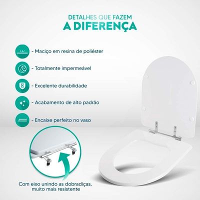 Assento Sanitário Smart Oval Polipropileno Parafusado Convencional Branco Pontto Lavabo 1.6GPF 6LPF