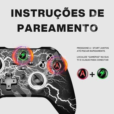 Controle Gamer Knup Brasil KP-GM032 para Nintendo Switch Android Ios PC Smart TV Bluetooth RGB Preto