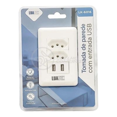 Tomada de Parede com USB Modelo Luxo 10A 2 Portas 5V Branco Smart Bracelet