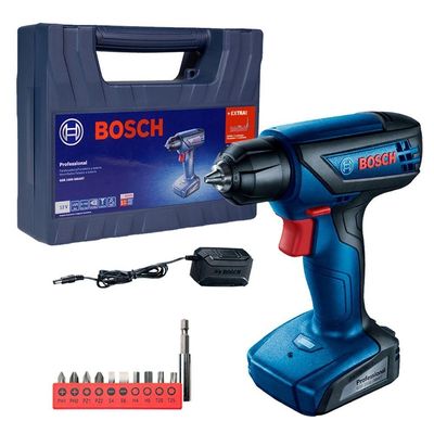Parafusadeira Furadeira Bosch para Uso Profissional GSR 1000 Smart com Kit 120W Amarelo 12V