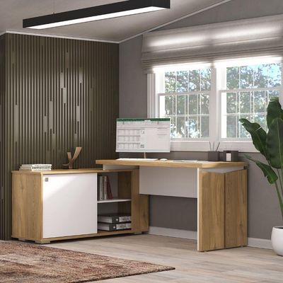 Mesa Escritório em l Smart Moderno MDP 168,5CM Branco Artany