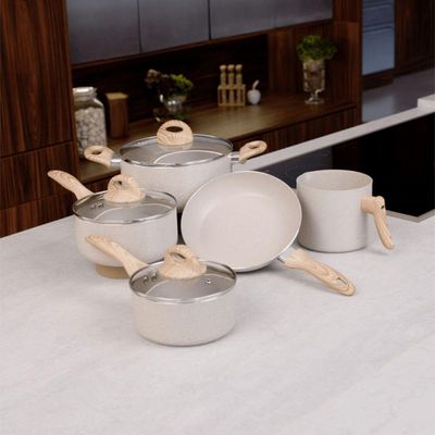 Conjunto de Panelas Smart Plus 5 Peças Alumínio Antiaderente Areia Indução Brinox