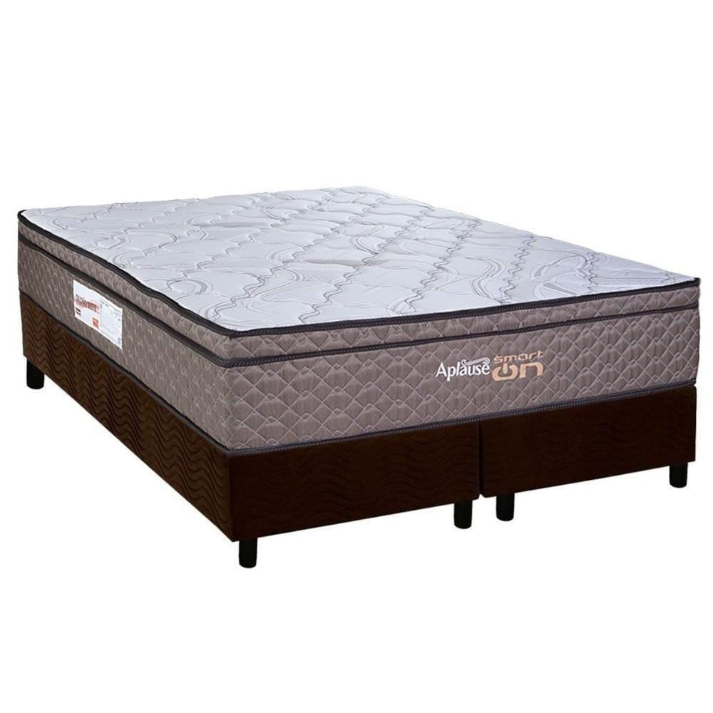 Cama Box Queen Aplause Smart Molas Ensacadas Massagem Suede Marrom Paropas