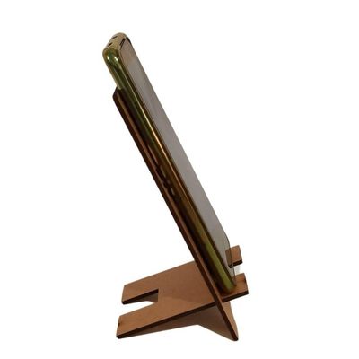 Porta Celular MDF Corte a Laser Suporte Smartphone Marrom Lenobre