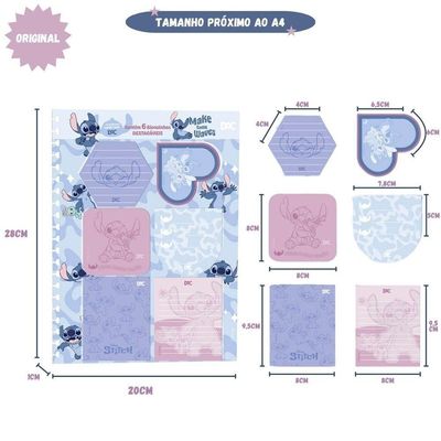 Bloco de Anotações DAC Smart Stitch Disney A4 Kit 6 Bloquinhos Azul