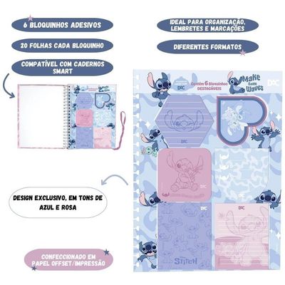Bloco de Anotações DAC Smart Stitch Disney A4 Kit 6 Bloquinhos Azul