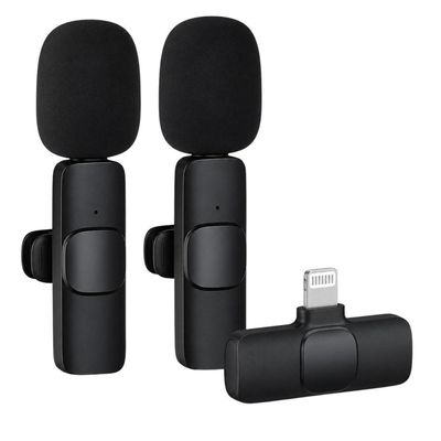 Microfone de Lapela Duplo Kit Recarregavel Entrada Lightning para Gravacao em Smartphone MDM