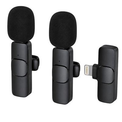 Microfone de Lapela Duplo Kit Recarregavel Entrada Lightning para Gravacao em Smartphone MDM