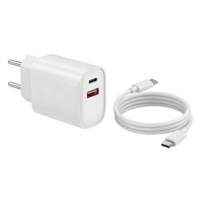 Carregador para Smartphone MDM com Cabo Tipo C e Lightning Rápido 20W Branco Kit Completo