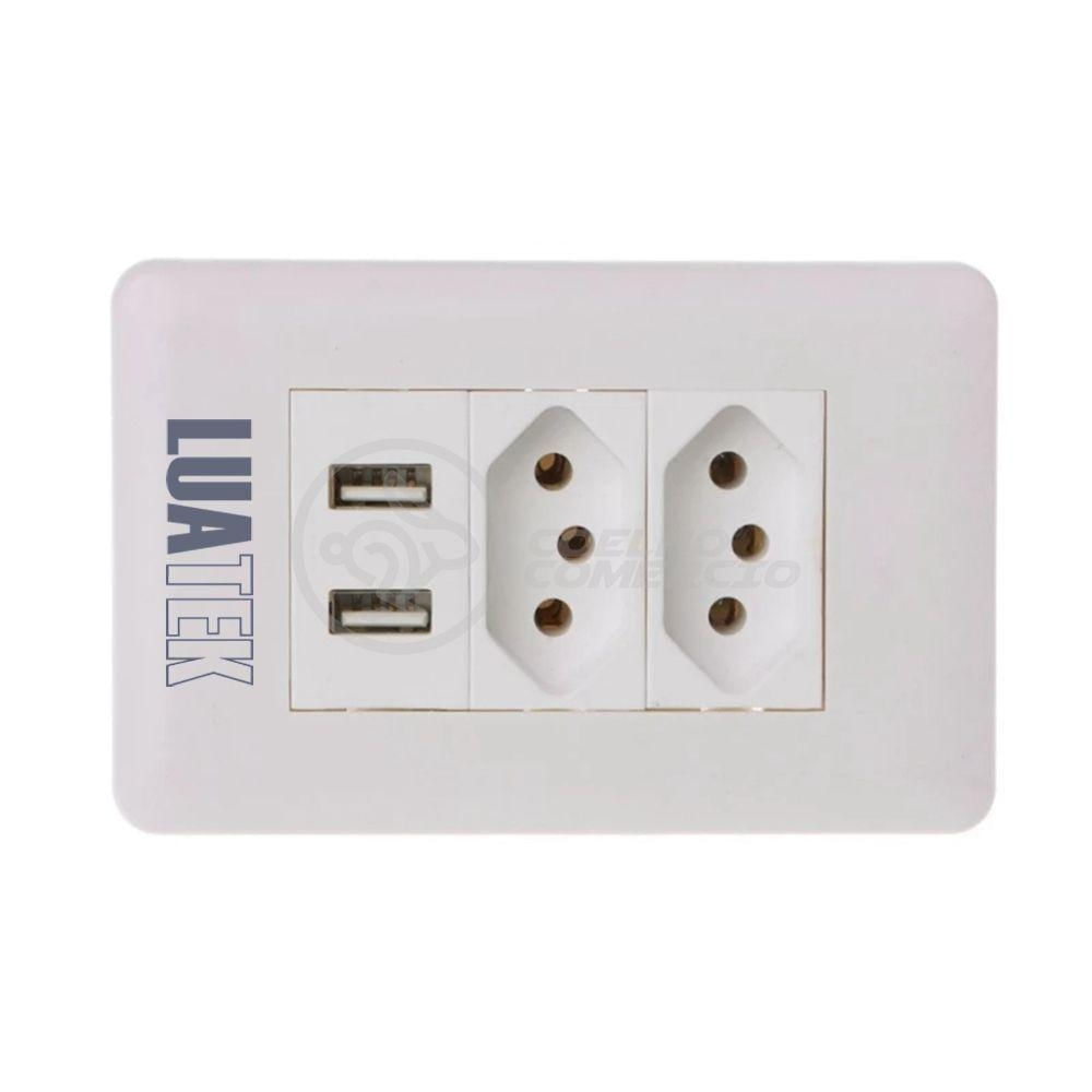 Tomada de Parede com Usb Modelo Luxo Dupla 10a Bivolt Branco Smart Bracelet