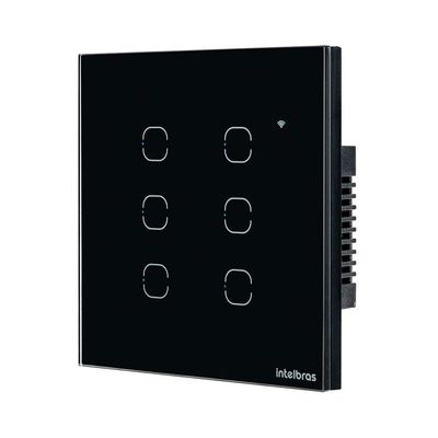 Interruptor Smart Wi-Fi Touch EWS 1006 com 6 Teclas e Automações Inteligentes Preto Intelbras