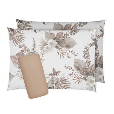 Jogo de Lençol e Cama King Esplendor 100% algodão  1,93m x 2,03m x 40cm  3 Peças (1 Lençol + 2 Fronha) Branco