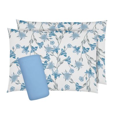 Jogo de Lençol e Cama King Esplendor 100% algodão  1,93m x 2,03m x 40cm  3 Peças (1 Lençol + 2 Fronha) Branco