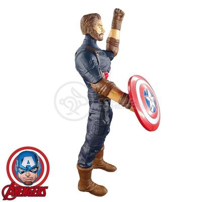 Boneco Action Figure Capitão America Fala 29cm 2 com Voz Azul Smart Bracelet
