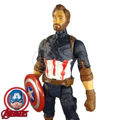 Boneco Action Figure Capitão America Fala 29cm 2 com Voz Azul Smart Bracelet