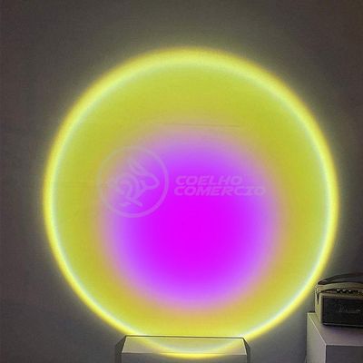 Luminária Projetor Smart Tech Mini Ring Light Sunset Sol para Efeito Decorativo USB 5V 5W Amarelo