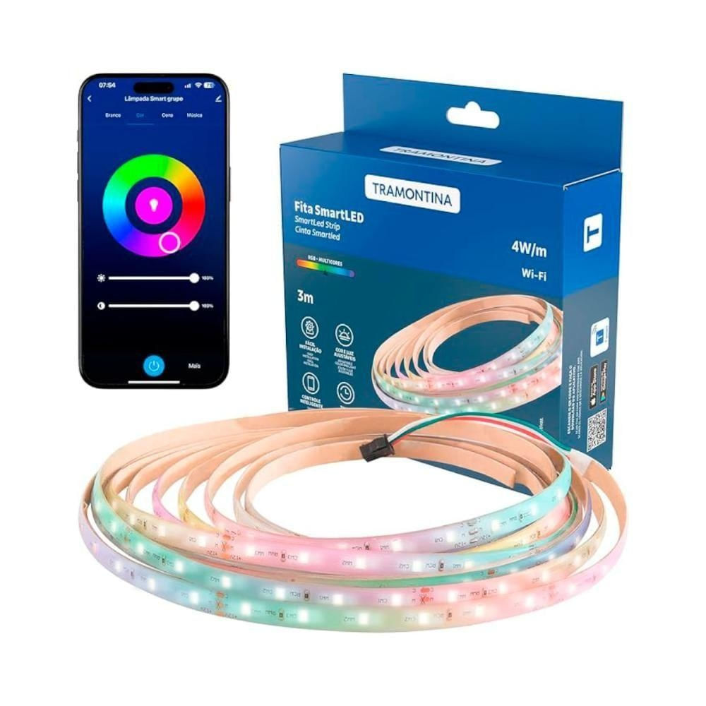 Fita LED Smart RGB com 16 Milhões de Cores e Controle por App Tramontina 300CM