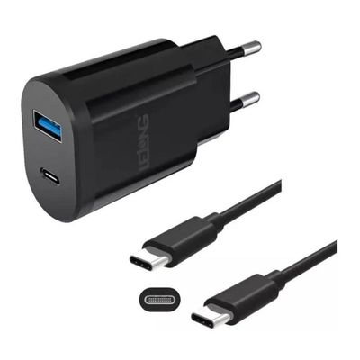 Carregador de Celular MDM Smart Fast Charging 20W com Cabo Type-C e Lightning Preto
