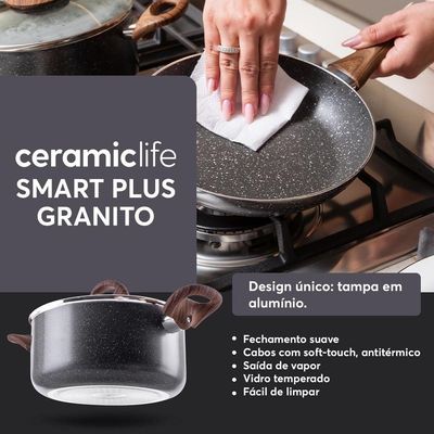 Jogo de Panelas 5 Peças Ceramic Life Smart Plus Antiaderente Fundo de Indução Brinox