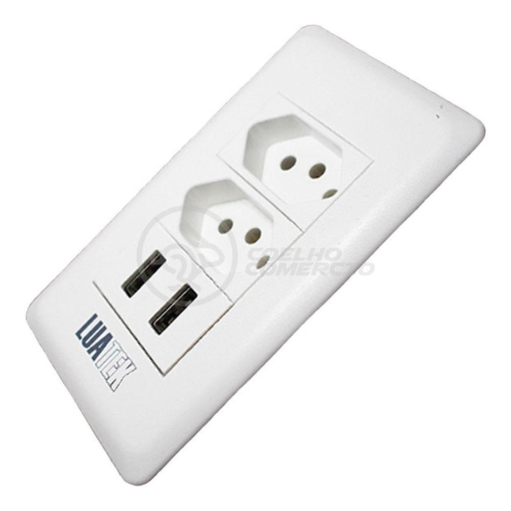 Tomada de Parede com USB Modelo Luxo Dupla 10A 2 Portas 5V Branco Smart Bracelet