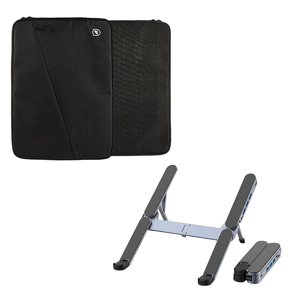 Kit Suporte Dobrável para Notebook 3 Entradas + Capa case capinha para Notebook 14"