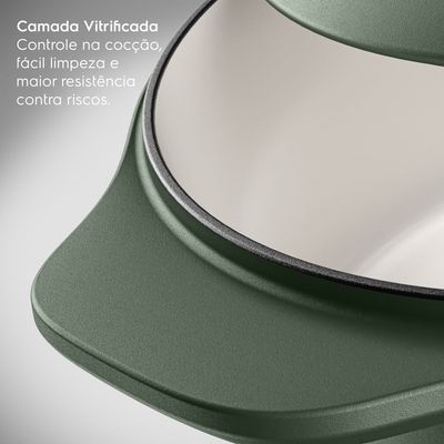 Panela de Ferro Fundido Esmaltado Molheira Electrolux 20cm verde Linha 100 Anos Celebre Temperos