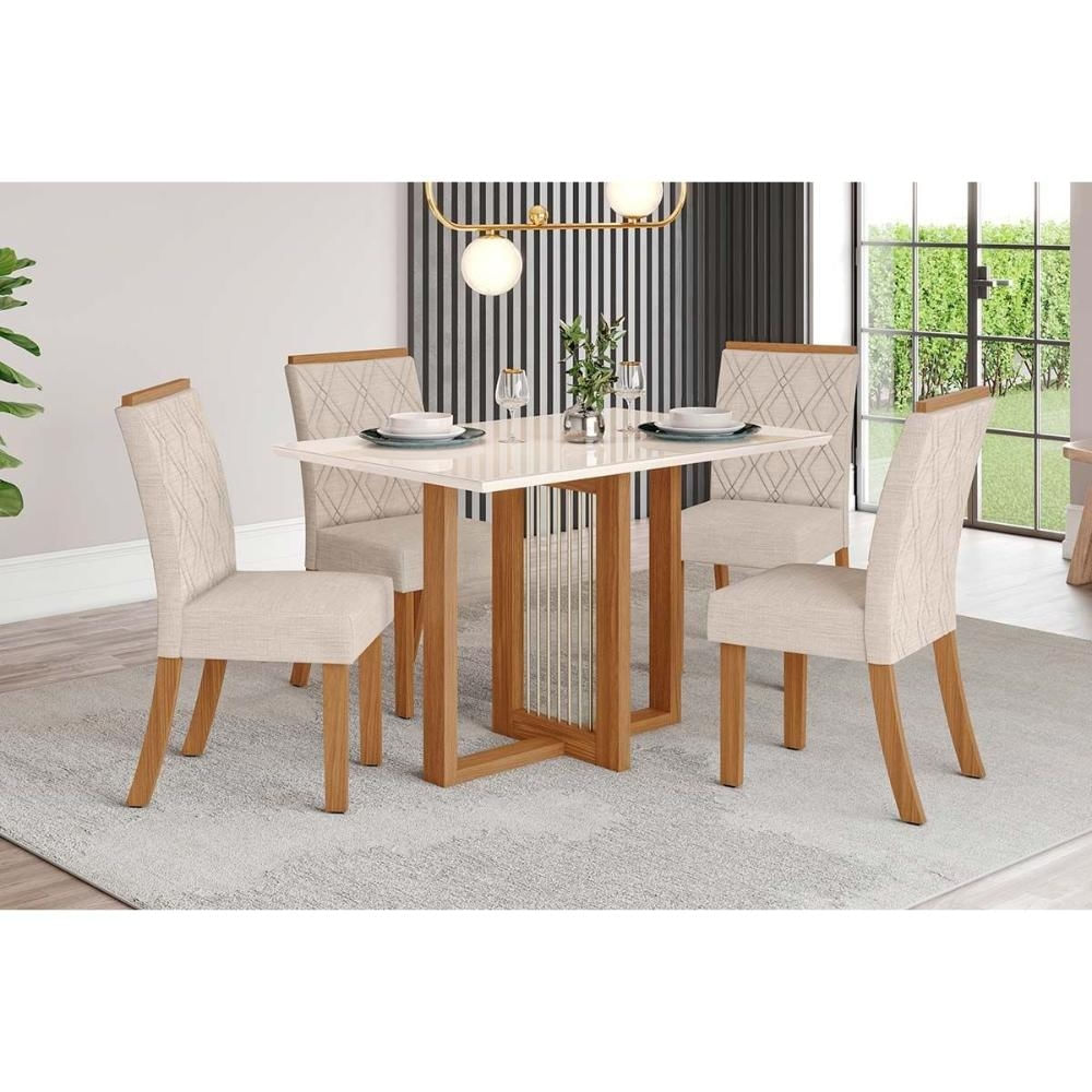 Mesa Sala Jantar Natalí + 4 Cad Vita Nature/Light Henn