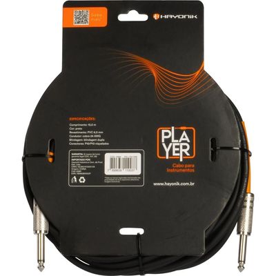 Cabo para Instrumento Hayonik Player P10 X P10 10M Preto