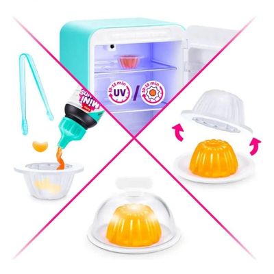 Mini Geladeira de Brinquedo Mini Brands Fill The Fridge com Luz LED UV e Acessórios 77021 Candide
