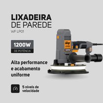 Lixadeira de Parede WAP WF LP01 1200W com LED Coletor de Pó e 5 Velocidades Cinza e Laranja