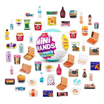 Brinquedo Kit Geladeira Mini + 6 Mini Fill The Fridge com Culinária em Miniatura 10CM Candide