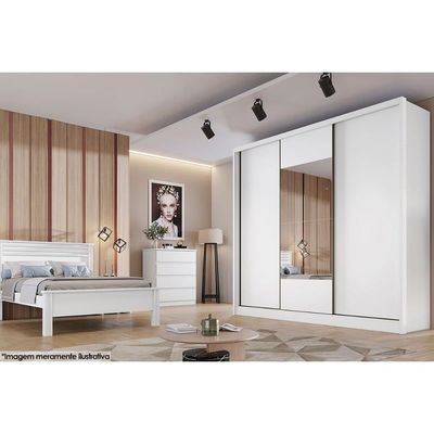 Guarda Roupa Casal 3 Portas Correr c/Esp 6Gavs Arezzo Neve N. Horizonte