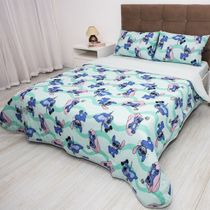 Edredom KazzaVip Casal Malha 100% Algodão Disney Stitch Fit 2,00mx220m Verde Sublime