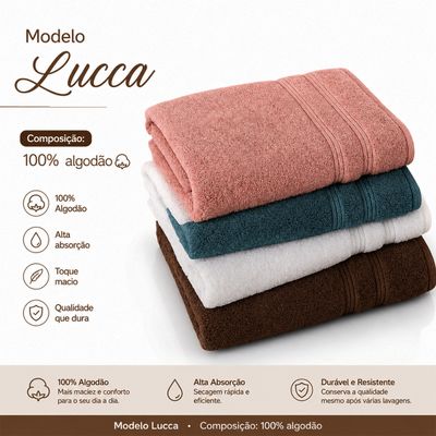 Kit 04 -Toalha de Rosto KazzaVip Felpuda 100% Algodão Lucca 45cmx80cm Sortido