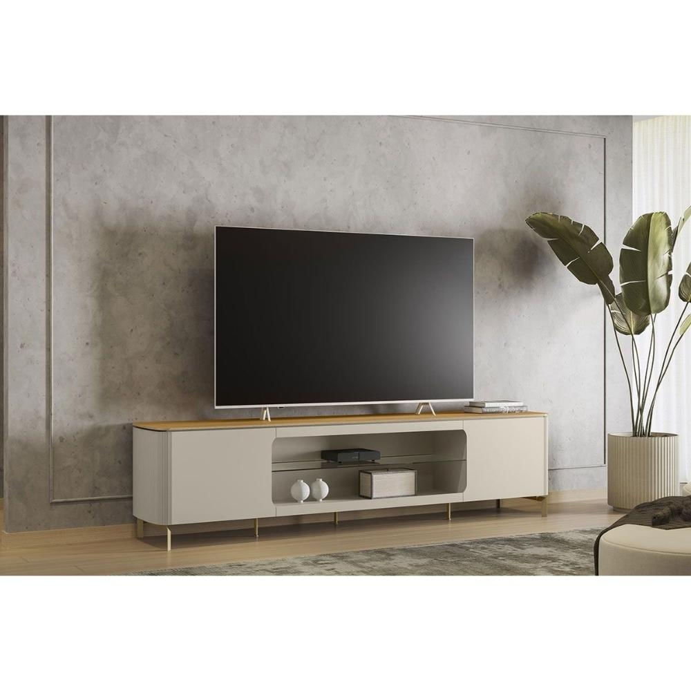 Rack Bancada p/ TV 85 Pol Santorini 240cm Off White Linea