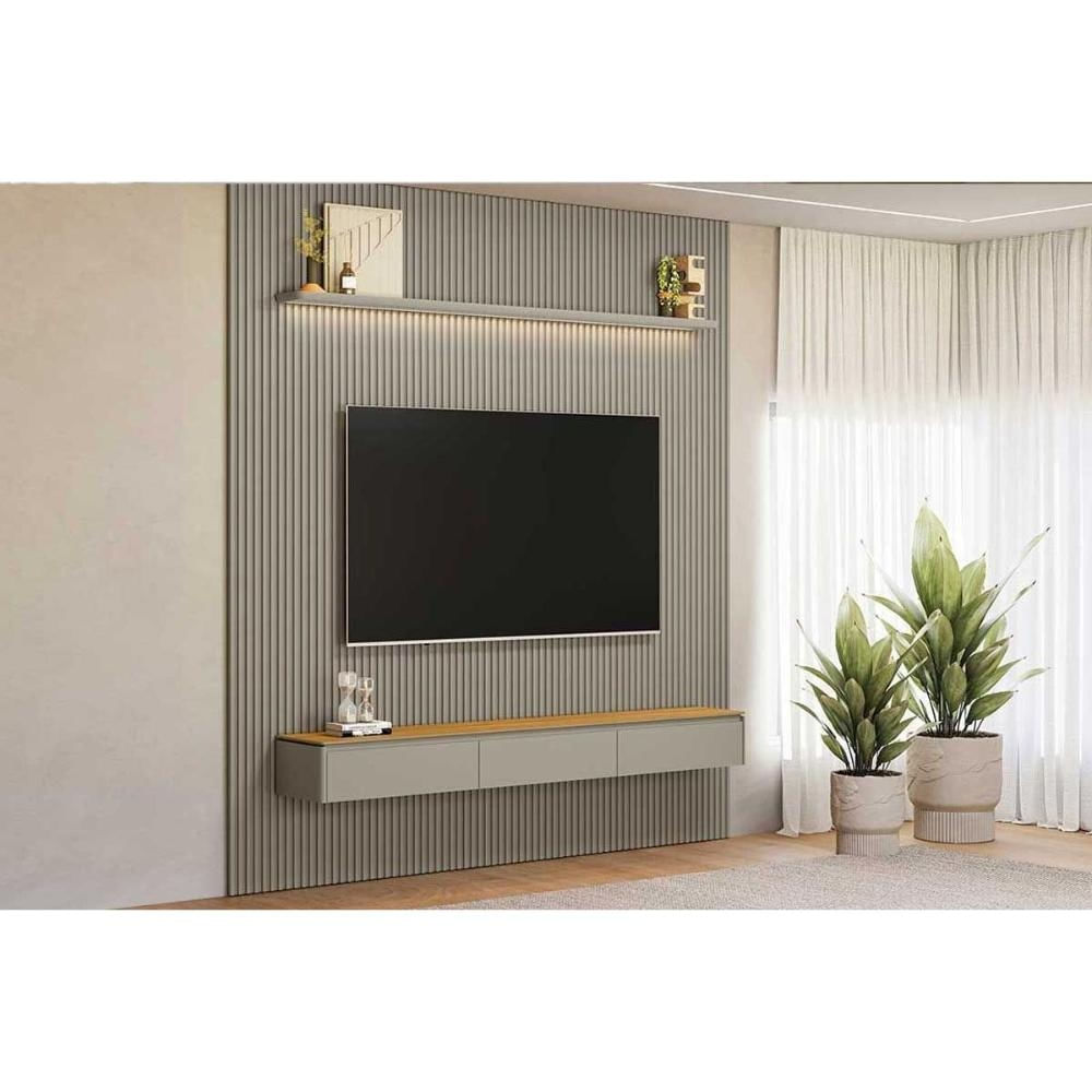 Painel Home p/ TV 90 Pol Modular 2.6 258cm Gris Linea