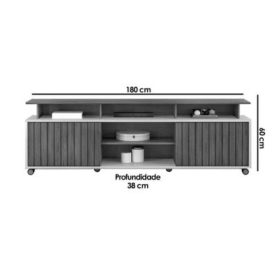 Rack c/Painel p/ TV 65 Pol Lume/Olimpic 180cm Off DJ Móveis