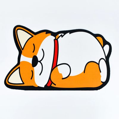 Tapete Comedouro Pet KazzaVip Parte Externa Pelúcia 1,5mm Fundo em EVA Corgi 58cmx39cm Laranja