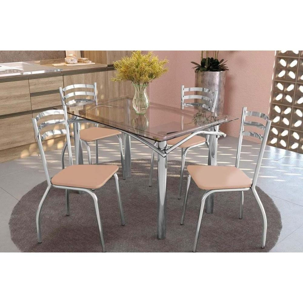 Mesa Sala Jantar Elba + 4 Cad Portugal Cromado Kappesberg