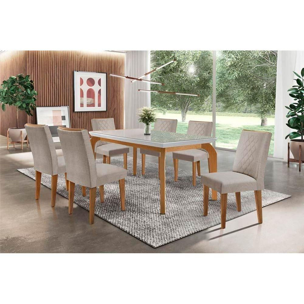 Mesa Jantar Londrina 180 + 6 Cad Jade Capuccino Rufato