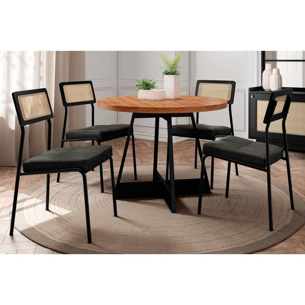 Mesa Jantar Átria 100 + 4 Cad Lux Nogal/Grafite Carraro