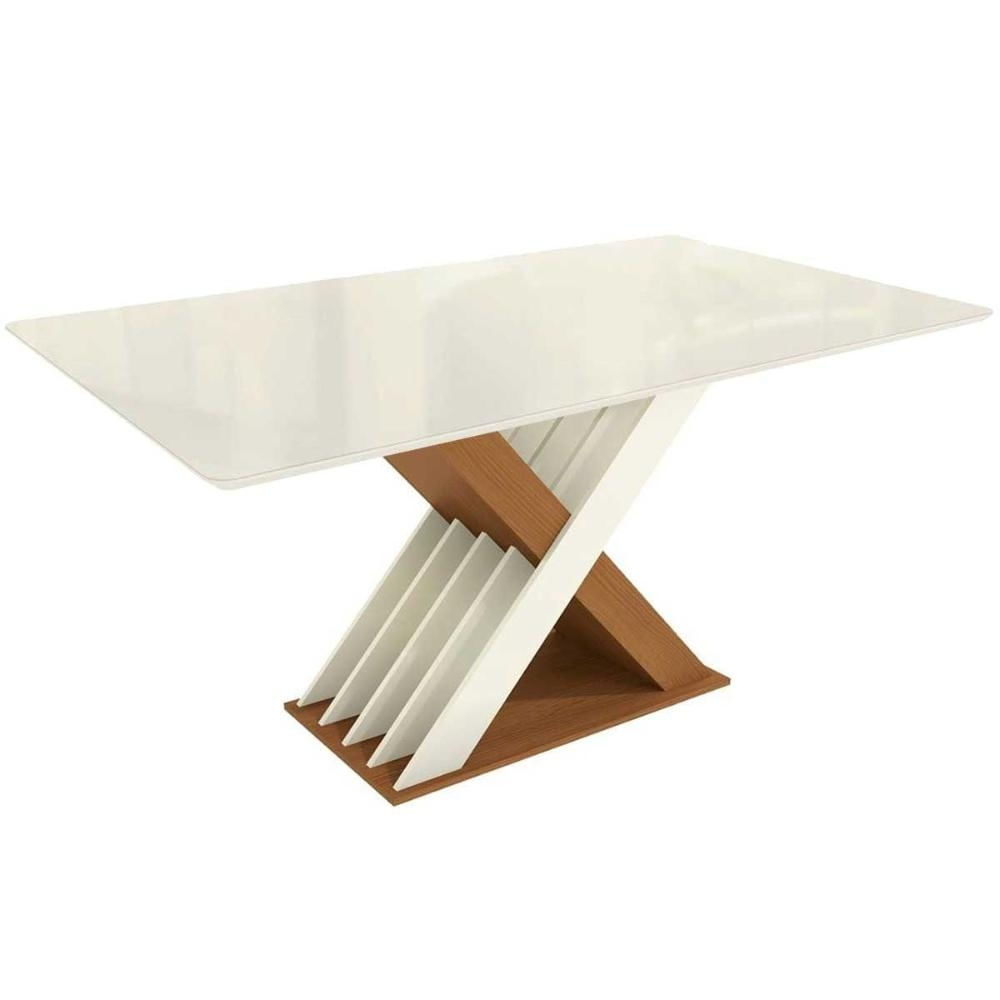 Mesa Jantar Graviola Madeirada/Vidro 160cm Canela Kappesberg