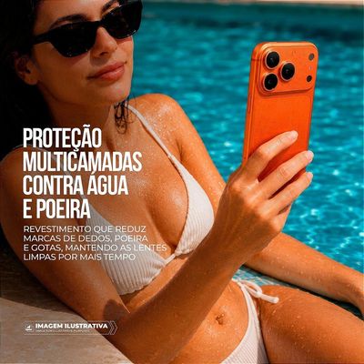 Protetor de Lente para iPhone 17 Pro - Survivor - Laranja com molde aplicador - Gshield