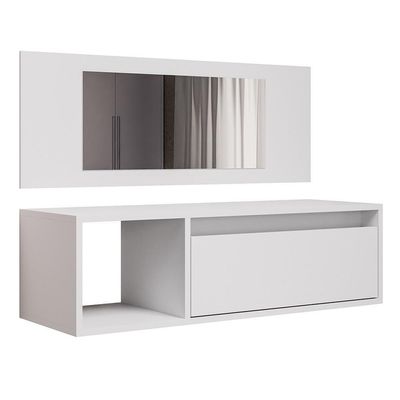 Penteadeira Camarim Com Espelho Suspensa 90cm 1 Gaveta Elle Z34 Branco - Mpozenato